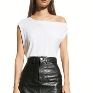 NWT Norma Kamali Drop Shoulder Spandex Top SzM in White